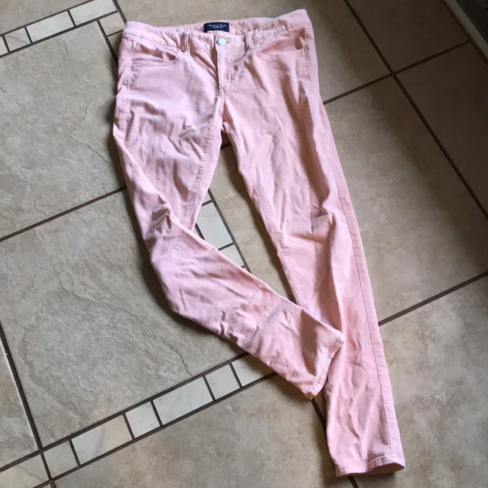 Shirmp pink American eagle velvet pants